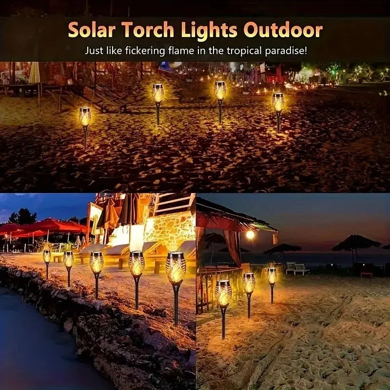 12 LED Solar Flame Torch Light Flickering Light Waterproof Garden Decoration Outdoor Lawn Path Yard Patio Floor Lamp