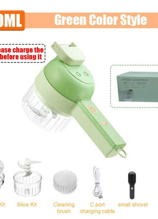 Portable Handheld 4 in 1 Electric Vegetable Slicer Yellow Pandora