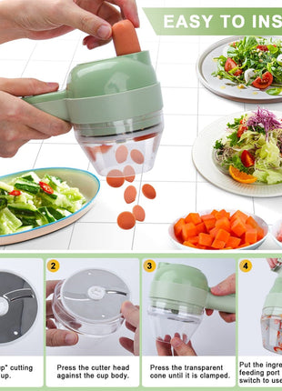 Portable Handheld 4 in 1 Electric Vegetable Slicer Yellow Pandora