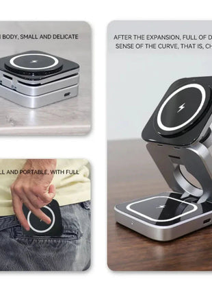 Foldable 3 in 1 Wireless Charging Phone Stand Yellow Pandora