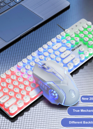 Dragon LED Backlight Gaming USB Wired Keyboard Mouse Set Yellow Pandora