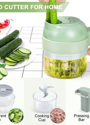 Portable Handheld 4 in 1 Electric Vegetable Slicer Yellow Pandora