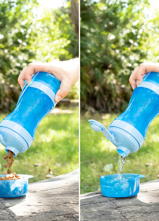 2-in-1 bottle with water and food containers for pets Pettap Bigbuy