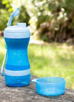 2-in-1 bottle with water and food containers for pets Pettap Bigbuy