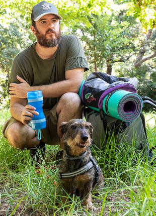 2-in-1 bottle with water and food containers for pets Pettap Bigbuy