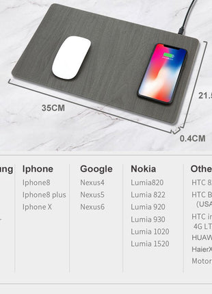 Wood Grain Wireless Charging Mouse Pad Fuchsia Molly