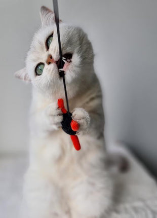 SALE | NINJA Saveplace® plush cat toy with long gummy string Grey Chaos
