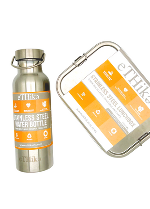 Zero Waste Starter Kit: Stainless Steel Lunchbox & Bottle Champagne Eunostus