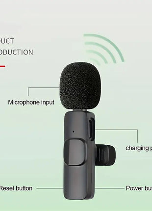 Wireless Lavalier Microphone – Clip-On Mic with Noise Reduction Green Mulberry
