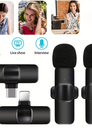 2 Wireless Microphone Video Recording Podcast Built-in Noise Reduction Green Mulberry