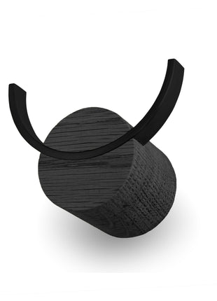 Wall hook DEER | Black painted oak wood, black painted steel Biotite
