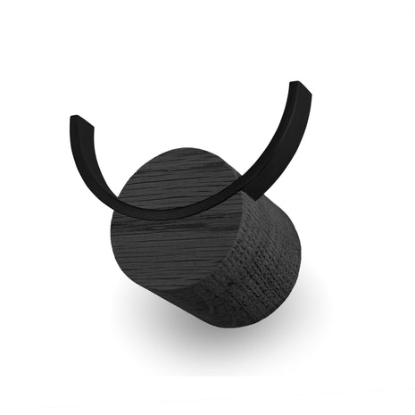 Wall hook DEER | Black painted oak wood, black painted steel Biotite