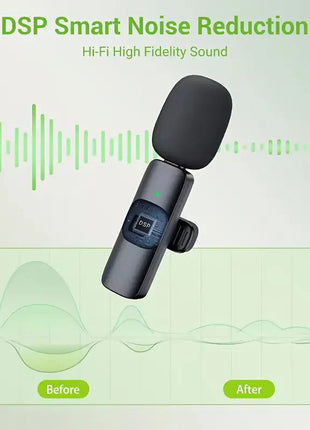 Wireless Lavalier Microphone – Clip-On Mic with Noise Reduction Green Mulberry