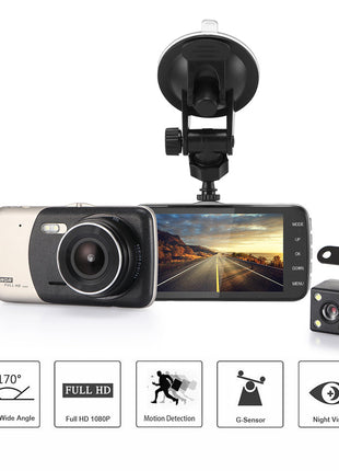 4" Dual Lens 1080P FHD 1.0MP Dash Camera Car DVR Teal Simba