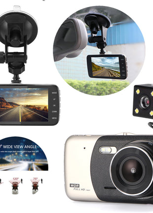 4" Dual Lens 1080P FHD 1.0MP Dash Camera Car DVR Teal Simba