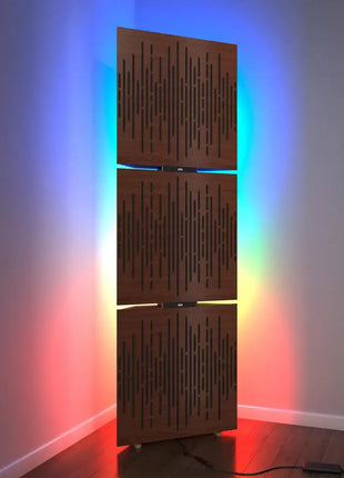 3x WAVE Bass Traps w/ RGB Lamp | LED Acoustic Corner Red Rosemary