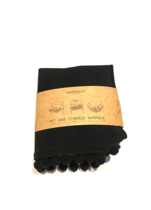 NIGHT STORM Saveplace® black hammock for pets & storage with pom poms Grey Chaos