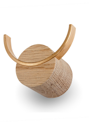 Wall hook DEER | oak wood, brass Biotite