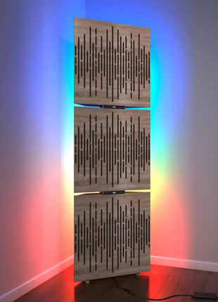 3x WAVE Bass Traps w/ RGB Lamp | LED Acoustic Corner Red Rosemary
