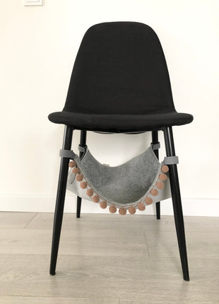 MIST Saveplace® chair/table hammock with pom poms, 3 Sizes Grey Chaos