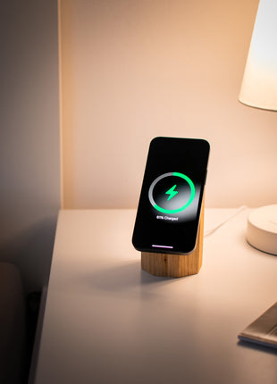 Wooden MagSafe Wireless Charger for Apple iPhone. Fast Qi2 Chrager. Viridian Angel
