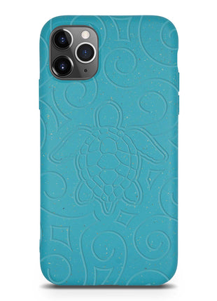 Ocean Turtle -  Biodegradable phone case - Ocean Blue and Black Tan Lily