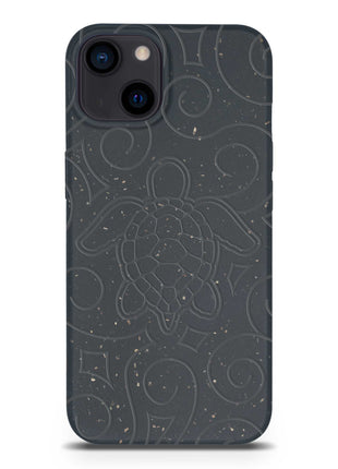Ocean Turtle -  Biodegradable phone case - Ocean Blue and Black Tan Lily