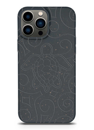 Ocean Turtle -  Biodegradable phone case - Ocean Blue and Black Tan Lily