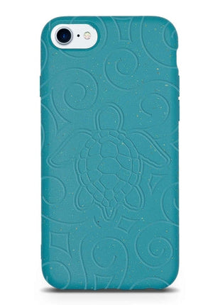Ocean Turtle -  Biodegradable phone case - Ocean Blue and Black Tan Lily