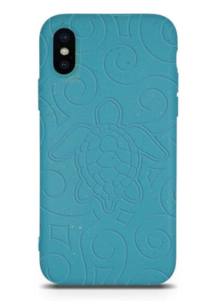 Ocean Turtle -  Biodegradable phone case - Ocean Blue and Black Tan Lily