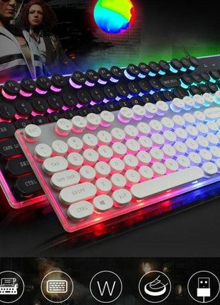 Dragon LED Backlight Gaming USB Wired Keyboard Mouse Set Yellow Pandora