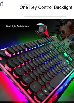 Dragon LED Backlight Gaming USB Wired Keyboard Mouse Set Yellow Pandora