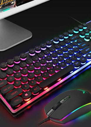 Dragon LED Backlight Gaming USB Wired Keyboard Mouse Set Yellow Pandora