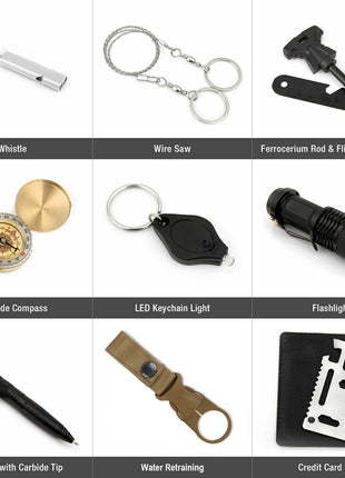 14 in 1 Outdoor Emergency Survival And Safety Gear Kit Camping Salmon Lucky
