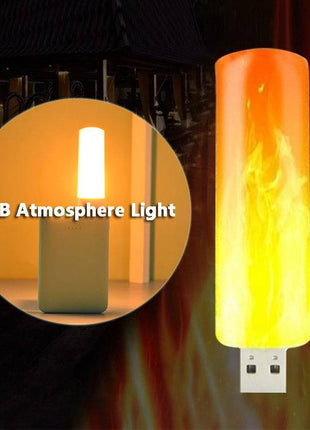 USB LED Atmosphere Light, Flame Flashing Candle Lamp for Camping & Power Bank - TECNO GADGETS