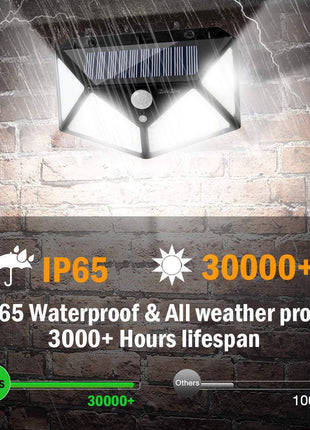 100 LED Solar Motion Sensor Wall Light offers bright, energy-efficient lighting with motion detection. Waterproof and easy to install, it’s perfect for outdoor security, illuminating pathways, yards, or entrances automatically at night