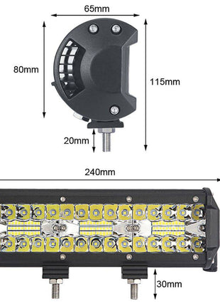 Automotive LED Strip Lights, Three-Row Off-Road Vehicle Top Work Light - TECNO GADGETS