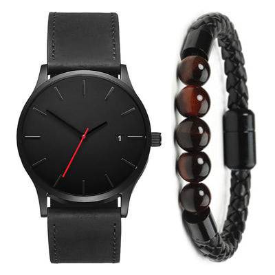 European Style Men's Watch, Large Dial, Calendar, Frosted Strap - TECNO GADGETS