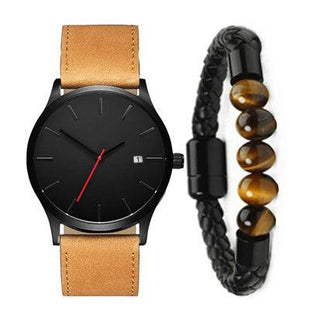 European Style Men's Watch, Large Dial, Calendar, Frosted Strap - TECNO GADGETS