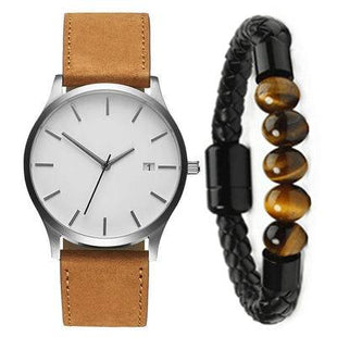 European Style Men's Watch, Large Dial, Calendar, Frosted Strap - TECNO GADGETS