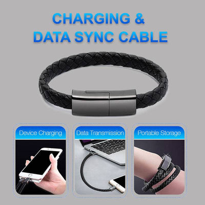 Bracelet USB Charger Cable combines style and functionality, offering a convenient charging cord for iPhone 14/13, USB-C, and Micro devices. Compact and wearable, it’s perfect for on-the-go power solutions