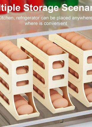4-Layer Automatic Egg Roller – Sliding Storage Tray for Refrigerator - TECNO GADGETS