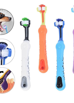 Three-Sided Pet Toothbrush – Dog Teeth Care, Tartar Removal & Bad Breath Solution - TECNO GADGETS