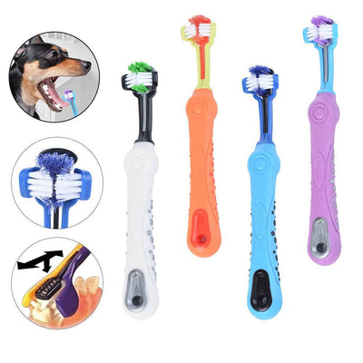 Three-Sided Pet Toothbrush – Dog Teeth Care, Tartar Removal & Bad Breath Solution - TECNO GADGETS