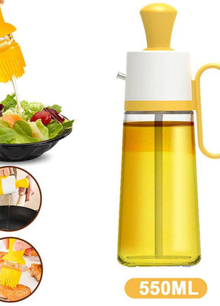 2-in-1 Oil Dispenser with Silicone Brush – BBQ Oil Spray Bottle for Cooking - TECNO GADGETS