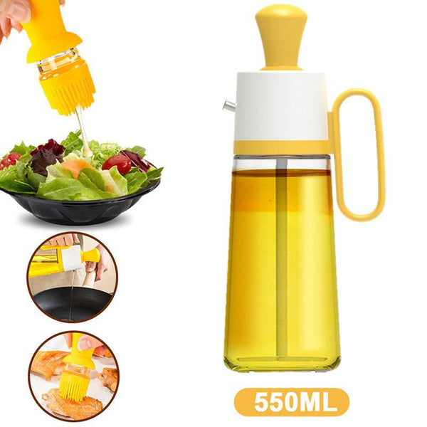 2-in-1 Oil Dispenser with Silicone Brush – BBQ Oil Spray Bottle for Cooking - TECNO GADGETS