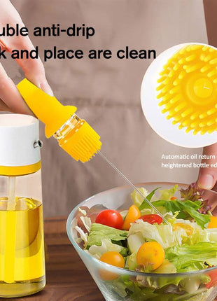 2-in-1 Oil Dispenser with Silicone Brush – BBQ Oil Spray Bottle for Cooking - TECNO GADGETS