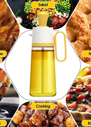 2-in-1 Oil Dispenser with Silicone Brush – BBQ Oil Spray Bottle for Cooking - TECNO GADGETS