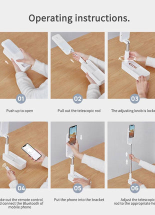 Portable Selfie Phone Holder with Light, Foldable & Bluetooth Remote - TECNO GADGETS