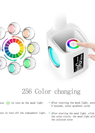 LED Desk Lamp with USB Charging, Screen, Calendar, Dimmable Night Light & Pen Holder - TECNO GADGETS